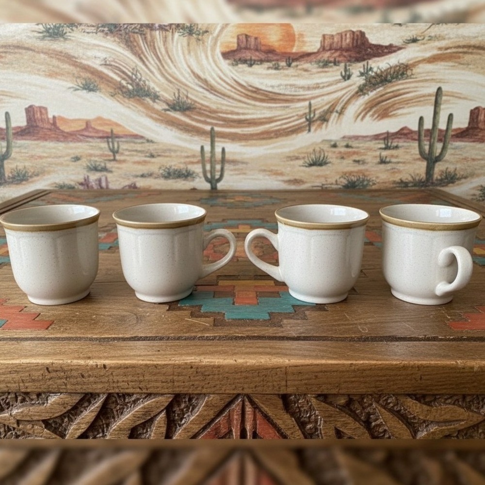 Crown Manor Desert Winds Coffee Cups, Set Of 4, Vintage Japanese Stoneware Mugs